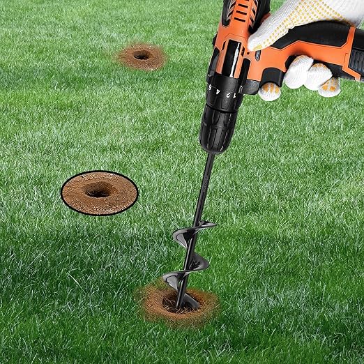 2"(D) x9(L) Auger Drill Bit, Ruooson Garden Spiral Bit, SpiralPlanter for Planting, Flower Bulb Auger Rapid Planter Digger for 3/8" Hex Drive<1Pcs>