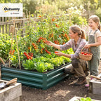 Outsunny Galvanized Raised Garden Bed, 8' x 3' x 1' Metal Planter Box, for Growing Vegetables, Flowers, Herbs, Succulents, Green