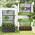 Metal Planter Box with Trellis - 63"(H)*31.5(L)*15.8"(W) Plastic-Coated Rustproof Trellis Planter, Raised Garden Bed with Trellis, Privacy Screen with Planter Box for Garden, Balcony, Patio