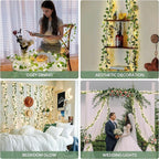 HEYFUNi Fake Ivy Vines with Lights, 23 Ft 73 Led Artificial Greenery Garland with Fairy Lights USB/Battery Operated, Leaf String Lights for Bedroom Aesthetic, Wall, Balcony, Wedding Decor, Warm White
