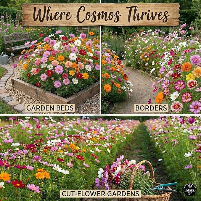 3045+ Crazy Blend Cosmos Seeds, Pack for 2026 Non-GMO Flower Seeds – 10+ Varieties of Cosmos – Bulk Cosmos Flowering Seed Mix