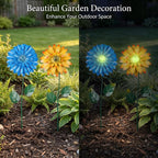 Topadorn Glow in The Dark Flower Garden Stakes – Set of 2, 25" Metal Light-Up Yard Decor with Swaying Flower Design, Outdoor Garden & Pathway Decoration