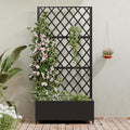 Casaphoria Metal Raised Garden Bed with Trellis and Wheels, 72"x35"x16" Planter Box for Climbing Plants, Vegetables & Vines, Features Drainage Holes and Privacy Screen (Black-Rhombus)