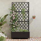 Casaphoria Metal Raised Garden Bed with Trellis and Wheels, 72"x35"x16" Planter Box for Climbing Plants, Vegetables & Vines, Features Drainage Holes and Privacy Screen (Black-Rhombus)
