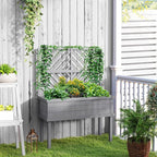 Outsunny Raised Garden Bed with Trellis for Climbing Plants, Vegetable, Grape Vines, Elevated Planter Box with Legs, Drainage Holes and Filter for Outdoor Garden, Patio, Gray