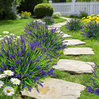 Roberly 24 Bundles Artificial Plants Outdoor, Fake Lavender Flowers UV Resistant Faux Shrubs Plastic Flowers Fake Greenery Plants for Porch Garden Window Box Home Indoor Outdoor Decorations, Purple
