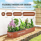Outsunny 8' x 2' x 1' Galvanized Raised Garden Bed Kit, Outdoor Metal Elevated Planter Box with Safety Edging, Easy DIY Stock Tank for Growing Flowers, Herbs & Vegetables, Dark Brown