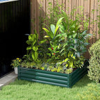 Outsunny Galvanized Raised Garden Bed, 4' x 4' x 1' Metal Planter Box, for Growing Vegetables, Flowers, Herbs, Succulents, Green