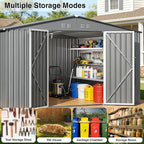 10 x 12FT Sheds & Outdoor Storage, Grey Metal Waterproof Storage Shed with Door and Lock Outdoor Shed,All-Weather Shelter for Bike, Gardening Tools, Lawn Mowers