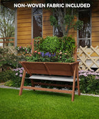 GarveeLife 52x30x54 Inch Tall Elevated Garden Bed with Legs, Standing Raised Planter Box with Climbing Trellis for Vegetables Flowers Herbs, Outdoor Wooden Standing Garden Bed-Brown