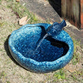 Ceramic Solar Fountain Bird Bath with Battery Backup,Bird Bath for Outside,Bird Bath Bowl for Garden, Patio & Yard Decor,Working at Night for at Least 6 Hours (Koi Fish).