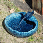 Ceramic Solar Fountain Bird Bath with Battery Backup,Bird Bath for Outside,Bird Bath Bowl for Garden, Patio & Yard Decor,Working at Night for at Least 6 Hours (Koi Fish).