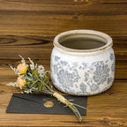 Dosayes Large Ceramic Pot for Planters, Ice Crack Glazed Flower Pot with Drainage Holes,5.91inch Vintage Planters for Indoor and Outdoor (Gray)
