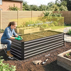 Outsunny Galvanized Raised Garden Bed Kit with Reinforcing Bars, Large and Tall Metal Planter Box for Vegetables, Flowers and Herbs, 6' x 3' x 2', Dark Gray