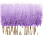 50 PCS Purple Pampas Grass, 17in Pampas Grass Decor, Artificial Pompas Wall Decor for Vase Room Bedroom Kitchen Table Wedding Party Birthday Baby Showers（Purple）
