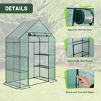 3 Tier 6 Shelves Mini Walk-in Greenhouse, 56 x 28 x 76 inch, Durable PE Cover Green House Kit with Anchors and Ropes, Outdoor Plant Gardening Hot House for Growing Vegetables, Flowers