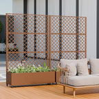 Casaphoria Metal Raised Garden Bed with Trellis and Wheels, 72"x47"x16" Arched Planter Box for Climbing Plants, Vegetables & Vines, Features Drainage Holes and Privacy Screen, Brown-Rhombus