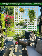 Metal Planter Box with Trellis, 71"x47"x16" Raised Garden Bed Outdoor with Privacy Screen & Lattice Trellis & Lockable Casters, Vertical Garden Box with Drainage Hole for Climbing Plants, Vegetable