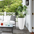 2 Packs 21 inch Tall Planter, Indoor Outdoor Round Planter for Porch, Large Plant Pot with Drainage Hole for Home Garden Front Door, Modern Decorative Pots for Plants (White)
