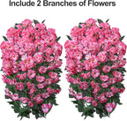 Artificial Fake Flowers Geraniums for Outdoors Spring Decor, 2 PCS Faux Hanging Plants Pink Outdoor Silk Flowers UV Resistant Realistic Trailing Vines for Outside Planters Porch Patio Garden Balcony