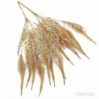 PASYOU Artificial Plants for Christmas Decor, Plastic Grass Fake Shrubs Simulation Tail Leaves Indoor Outdoor Home Garden Planter Filler Party Hotel Verandah Wedding Faux DIY Decoration - Gold 4 Pack