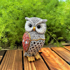 Solar Garden Decor Owl Statues Figurine,Solar Hollow Out Waterproof Lantern for Patio Balcony Yard Lawn,Home Decor,Mother's Day Birthdays Gifts for Mom Grandma Women-3.35" (W) x 5.9" (H)