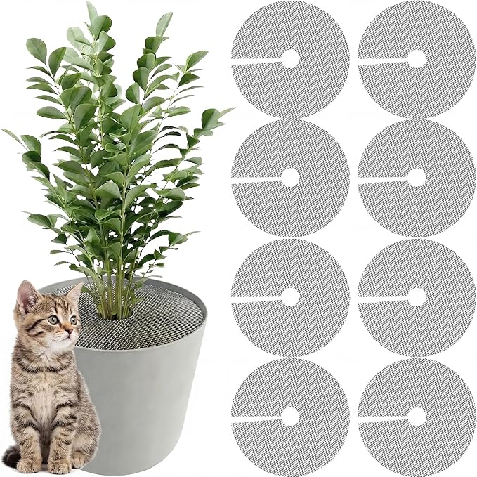 8Pcs Plant Pot Grid, Plant Pot Cover for Potted Plants, Pet Proof Plant Cover for Indoor & Outdoor Garden Plants, Cuttable Plant Protector from Animals, Cats, Dogs and Squirrels (15.7in)