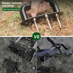 Hand Tiller Garden Tool Lawn Aerator Spike Manual Tool Portable Handheld Aerator Lawn Tool with 7-Iron Spikes, Pre-Aessmbled Small Grass Aerator Tool, Cultivator Tiller Soil Lossener