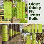 Qualirey Giant Sticky Fly Traps, Fly Strips for Indoor Outdoor Hanging Flying Tapes Non Toxic Ribbon Fruit Gnat Killer for Mosquito Plants House Horse Stable(29.53ft,Fluorescent Green,1 Pcs)