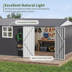Polar Aurora 10X14 FT Metal Outdoor Storage Shed with Window, Heavy-Duty Galvanized Steel Garden Shed with Lockable Doors and 4 Vents, Large Weatherproof Tool Shed for Backyard Patio Outside, Black