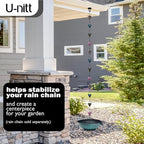 U-nitt 12" Spill Bowl Downspout Catch Basin for Rain Chain Anchoring & Stake | Rainwater Collection for Roof |Gutter Catch Basin | Good for Water Fountain & Birdbath | Black | Handles Heavy Rain