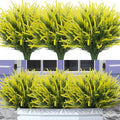 12 Bundles Fake Outdoor Flowers UV Resistant Plants Artificial Lavender Faux Plastic Shrubs Window Box Garden Porch Home Decor (Yellow)