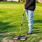Suchtale Lawn Leveling Rake with Aluminum Rollers, 17"x10" Levelawn Tool, Heavy-Duty Stainless Steel Lawn Leveler with 61" Adjustable Long Handle, Lawn Leveler for Smooth Soil,Garden,Golf Course,Farm