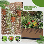 Casaphoria Metal Raised Garden Bed with Trellis and Wheels, 72"x35"x16" Planter Box for Climbing Plants, Vegetables & Vines, Features Drainage Holes and Privacy Screen, Brown-Net