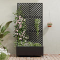 Casaphoria Metal Raised Garden Bed with Trellis and Wheels, 72"x35"x16" Planter Box for Climbing Plants, Vegetables & Vines, Features Drainage Holes and Privacy Screen, Black-Parallel