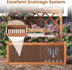 HAPPYGRILL Wooden Raised Garden Bed with Trellis, 63" Tall Planter Box with Trellis & Slat Bottom Base Vine Climbing Plants Flowers, Outdoor Freestanding Garden Box for Backyard Balcony (1)