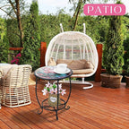 Outdoor Side Table Round Small Mosaic Patio Accent Indoor End Plant Coffee Tea Table for Yard Patio Porch Garden Living Room, Bedroom(Flamingo Style,12 Inch)