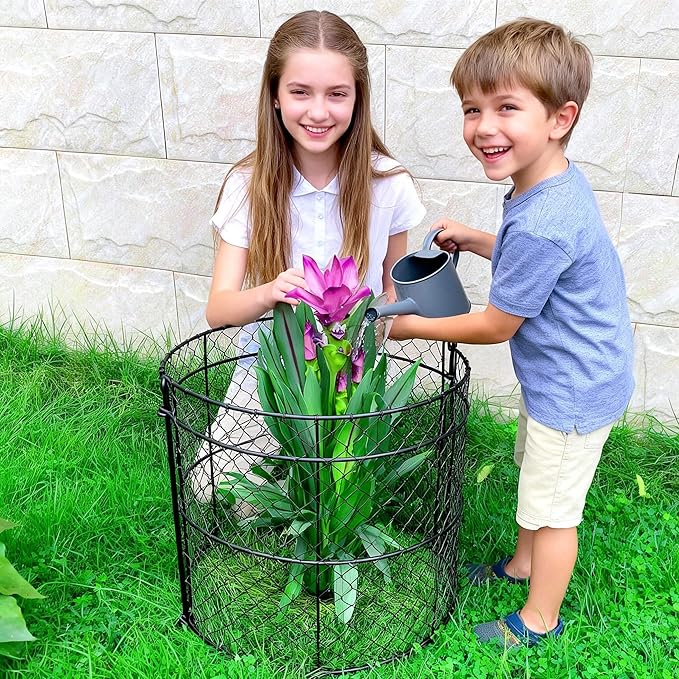 6 Pack Heavy-Duty Chicken Wire Plant Cloches, 14"x16" Rustproof Chicken Wire Cages for Flowers, Seedlings & Vegetables, Combine to Large Fences for Raised Beds & Patios, Keep Rabbits, Squirrels Out