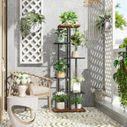 Simple Trending Plant Stand Indoor Outdoor, 6 Tier Plant Shelf, Tall Corner Flower Pot Holder, Metal Display Rack for Patio Balcony Living Room,Brown