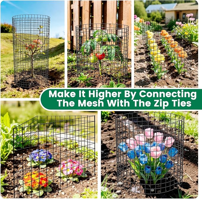 6 Pack Plant Protector from Animals, 14x13.5 Inch Wire Plant Protectors Metal Mesh Plant Cage to Keep Animals Out, Garden Plant Protection Covers for Rabbits Chicken Duck Bunny Barricades
