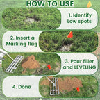 Lawn Leveling Rake 2.0, 2-in-1 Double-Sided Landscape Leveler with 20 Marking Flags for Low Spot, Heavy Duty Stainless Steel Flat & Serrated Side for Soil Sand Gravel, Yard Garden Golf Course 48"×10”