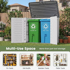 UDPATIO 34 Cu.Ft Resin Outdoor Storage Shed, Patio Plastic Vertical Sheds with Floor, Waterproof Bin Shed Horizontal Storage Cabinet for Patio, Backyards, Garden, Pool, Tool Shed
