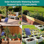 Biling 3.5W Solar Drip Irrigation Kit, 15M Automatic Watering System with Multi Modes, Vacation Plant Watering Solution for Garden, Greenhouse, Patio (15 Drippers)