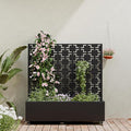 Casaphoria Metal Raised Garden Bed with Trellis and Wheels, 47"x47"x16" Planter Box for Climbing Plants, Vegetables & Vines, Features Drainage Holes and Privacy Screen (Black-Square)