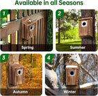 Bird Houses for Outside with Metal Predator Guard for Bluebird Wren Swallow Finch, Carbonized Wooden Nesting Boxes for Outdoor, Sturdy Bird House,Easy to Clean