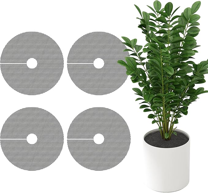 Adnee 4 Pcs 15.7 Inch Plant Pot Grids-Cuttable Plant Pot Soil Covers Protectors from Animals-Indoor Round Planter Pots Soil Guard for Outdoor Garden Plants Protection