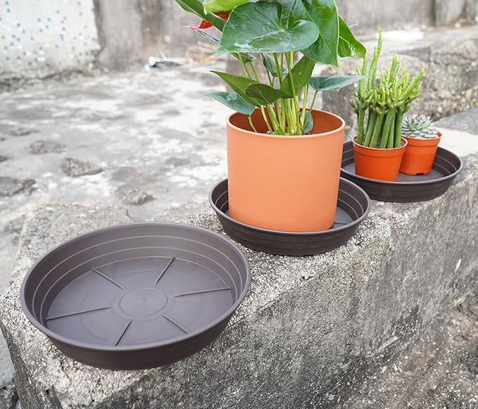 LWALRS Plant Saucer 14 Inch 2 Pack 6 8 10 12 14 16 18 20 25, Plastic Plant Trays for Pots，Extra-Deep Plant Water Dray Tray, Bird Bath Bowl, Heavy Flower Plant Saucers Indoors and Outdoor No Holes
