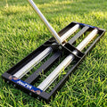 Updated Lawn Leveling Rake 17"x10", Lawn Leveler with Aluminum Rollers, Yard Leveling Rake Stainless Steel with 27-80" Adjustable Handle, Heavy-Duty Ground Leveler Suit for Garden, Golf Lawn, Farm