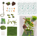 22 Pcs Jumping Spider Enclosure Decor Accessories, Terrarium Landscaping Kit with Mossy Wood, Green Vine, Mesh, Mini Mushrooms & Grass Mat for Tarantula Reptile Habitat Decoration