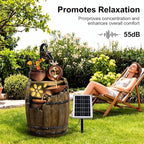 Solar Outdoor Water Fountain with Pump, 29 Inch High Rustic Barrel Cascading Waterfall Fountain, 3-Tier Garden Water Feature for Patio, Backyard, Yard & Outdoor Decor